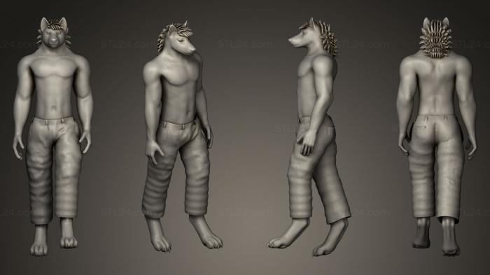 Figurines heroes, monsters and demons (Anthro Wolf, STKM_0108) 3D models for cnc